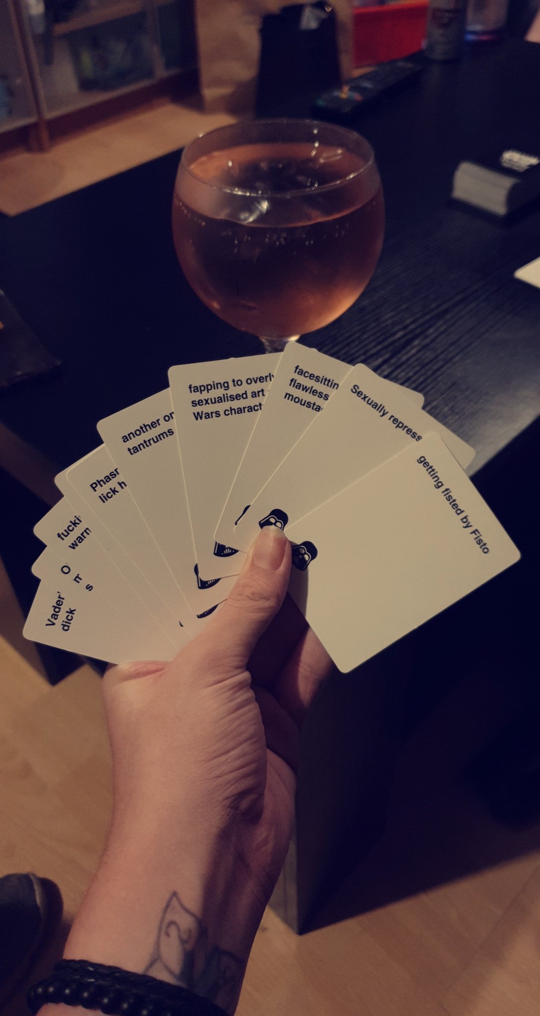 Cards Against Star Wars in hand